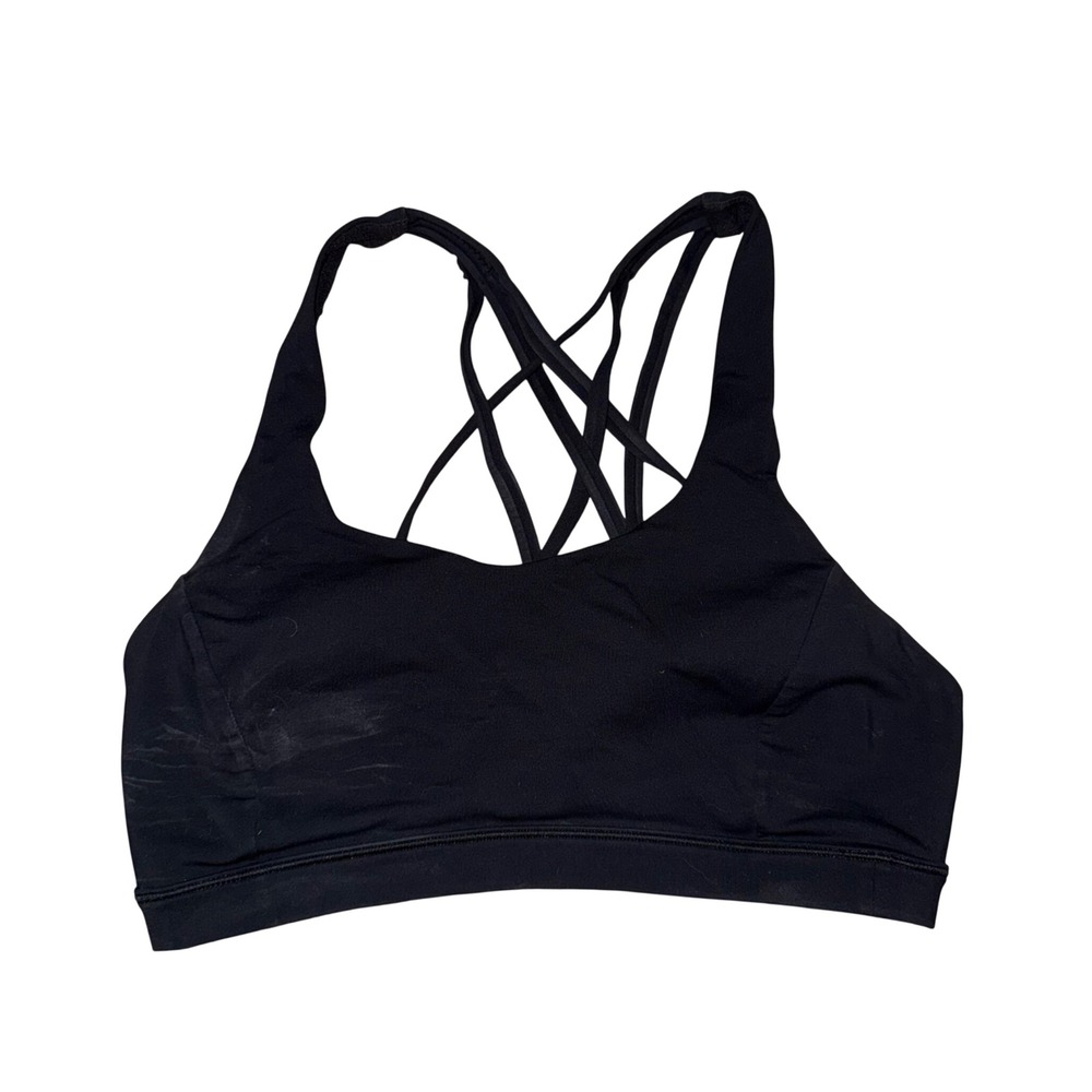 Lululemon Free To Be Wild Sports Bra Women 6 Black Good Strappy Back Yoga